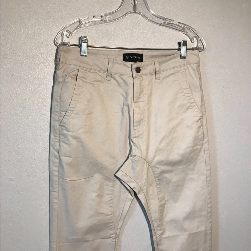 Zanerobe Men's Pants Size 30 Beige Joggers Zip-Fly Cotton Blend Pockets Harem